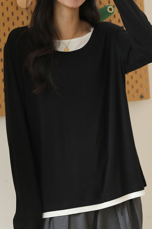 Gestrickter Pullover im Fake-Zweiteiler