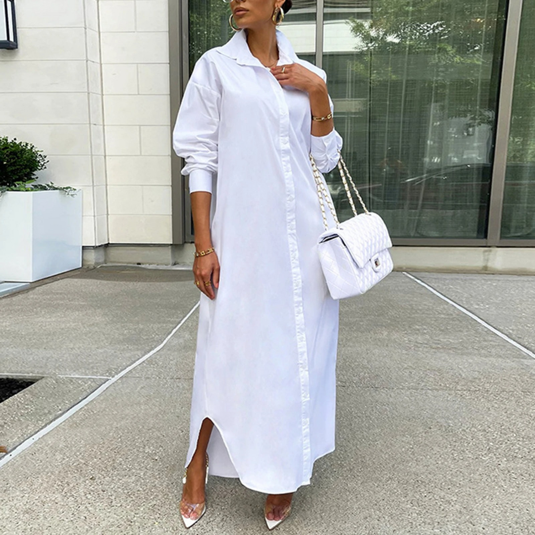 Langley l Langhemdkleid mit Knopfleiste und Kragen
