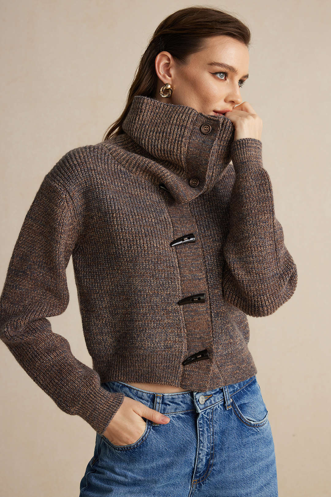 Col | Strickknopf Langarm-Cardigan