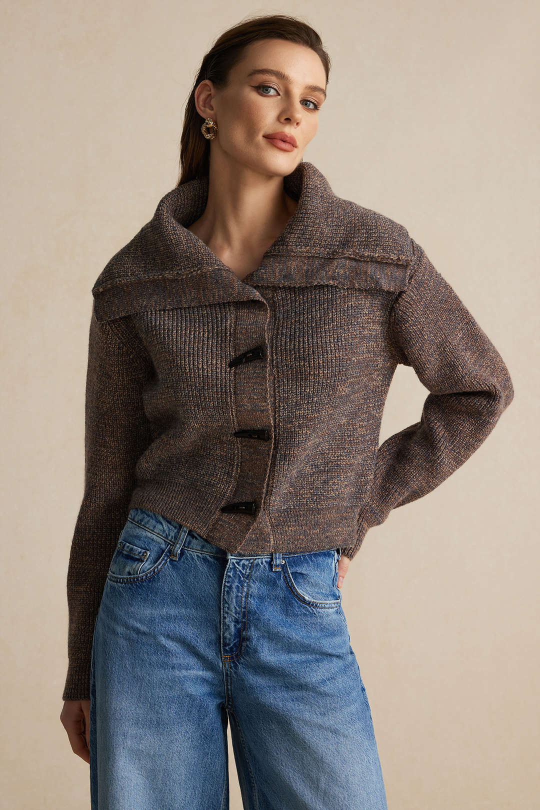 Col | Strickknopf Langarm-Cardigan