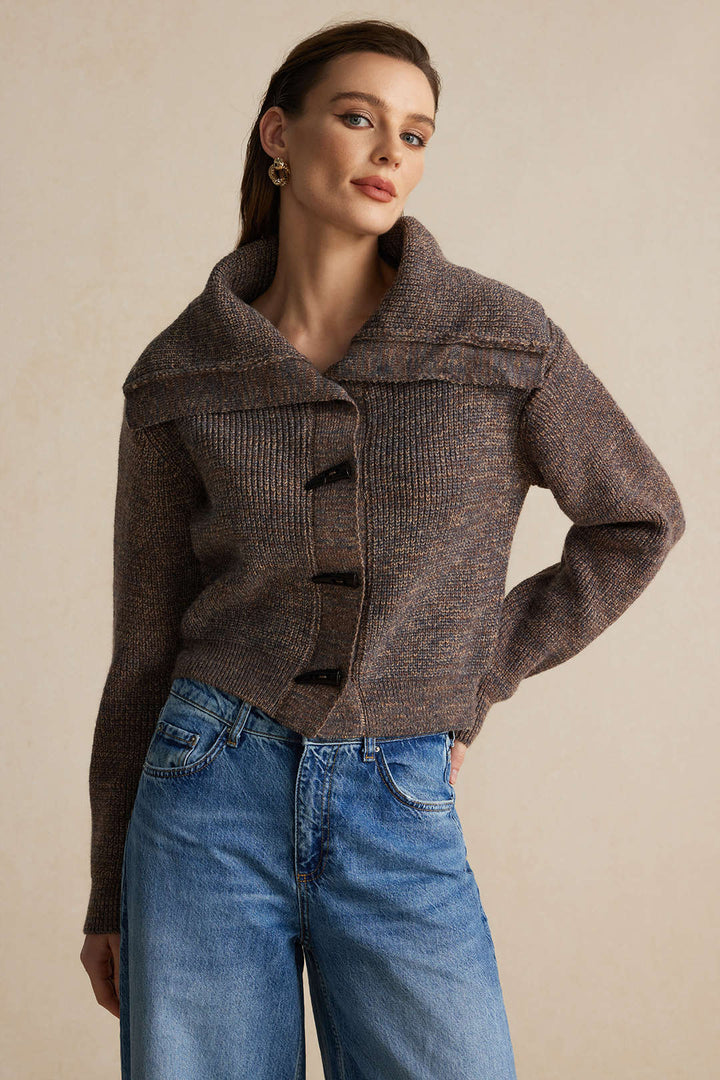 Col | Strickknopf Langarm-Cardigan