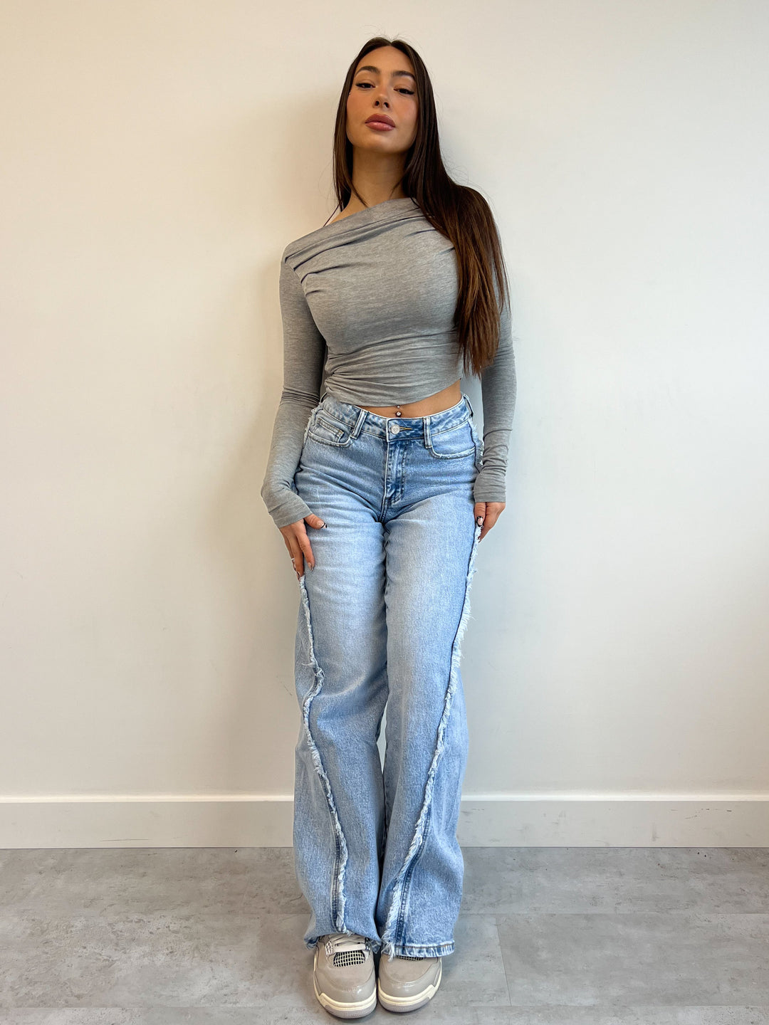 Tote | Fransen dehn Jeans Blau