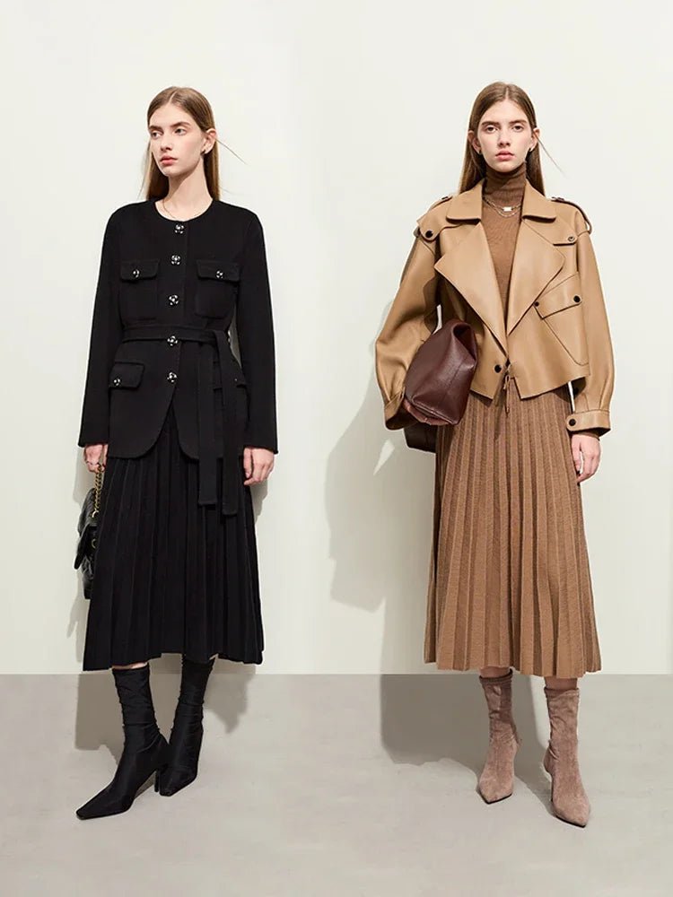 Julliete | Minimalistischer einfarbiger Plissee-Rock