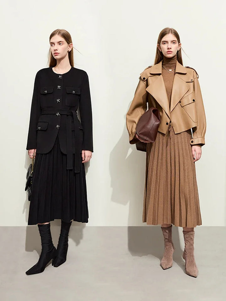 Julliete | Minimalistischer einfarbiger Plissee-Rock