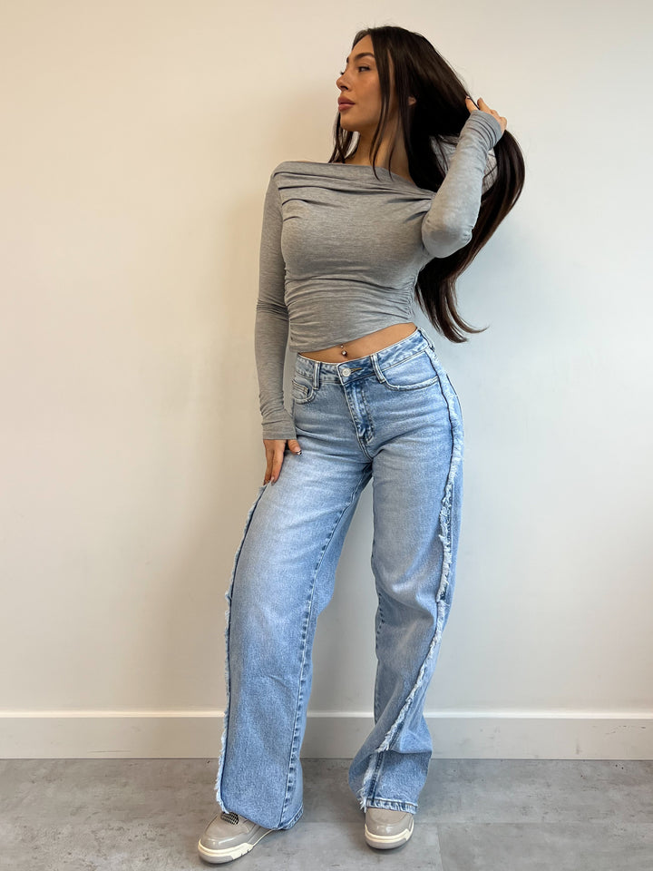 Tote | Fransen dehn Jeans Blau