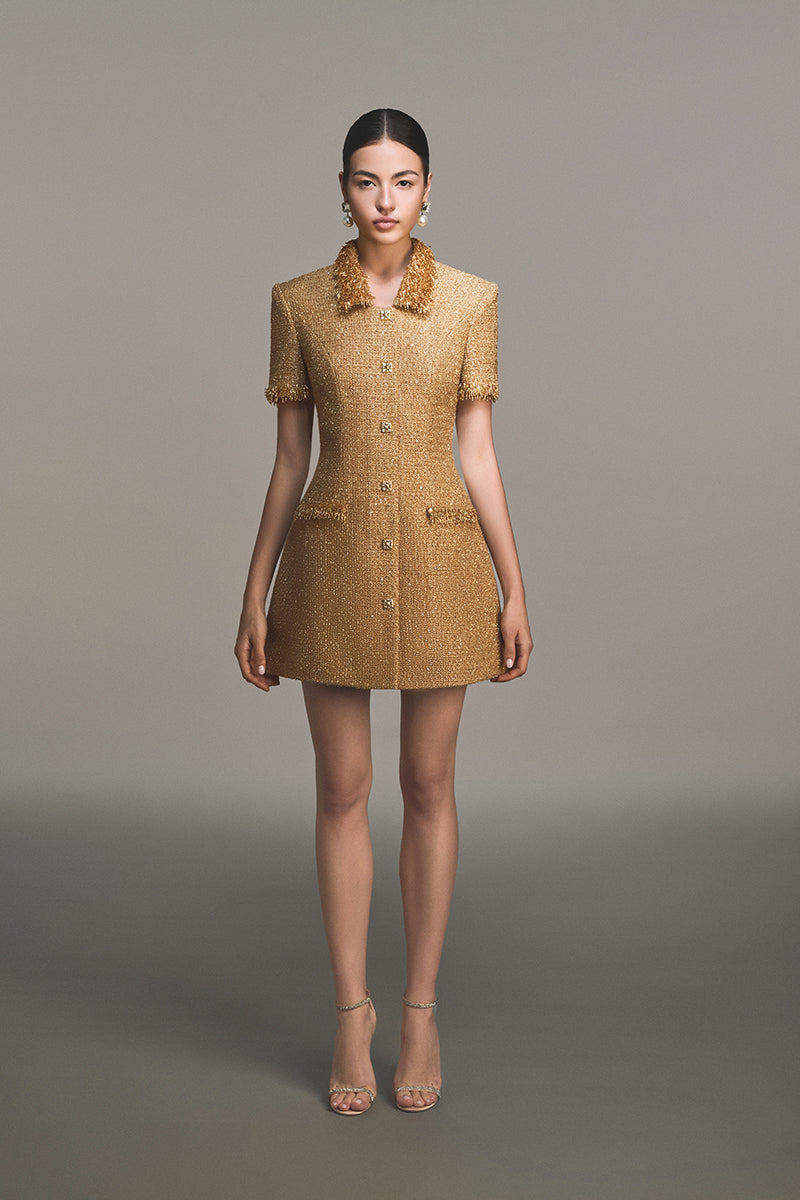 goldy | Goldenes Mini-Kleid mit
