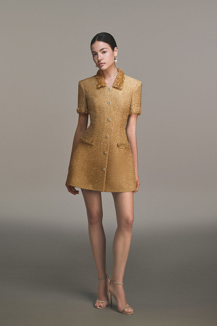 goldy | Goldenes Mini-Kleid mit