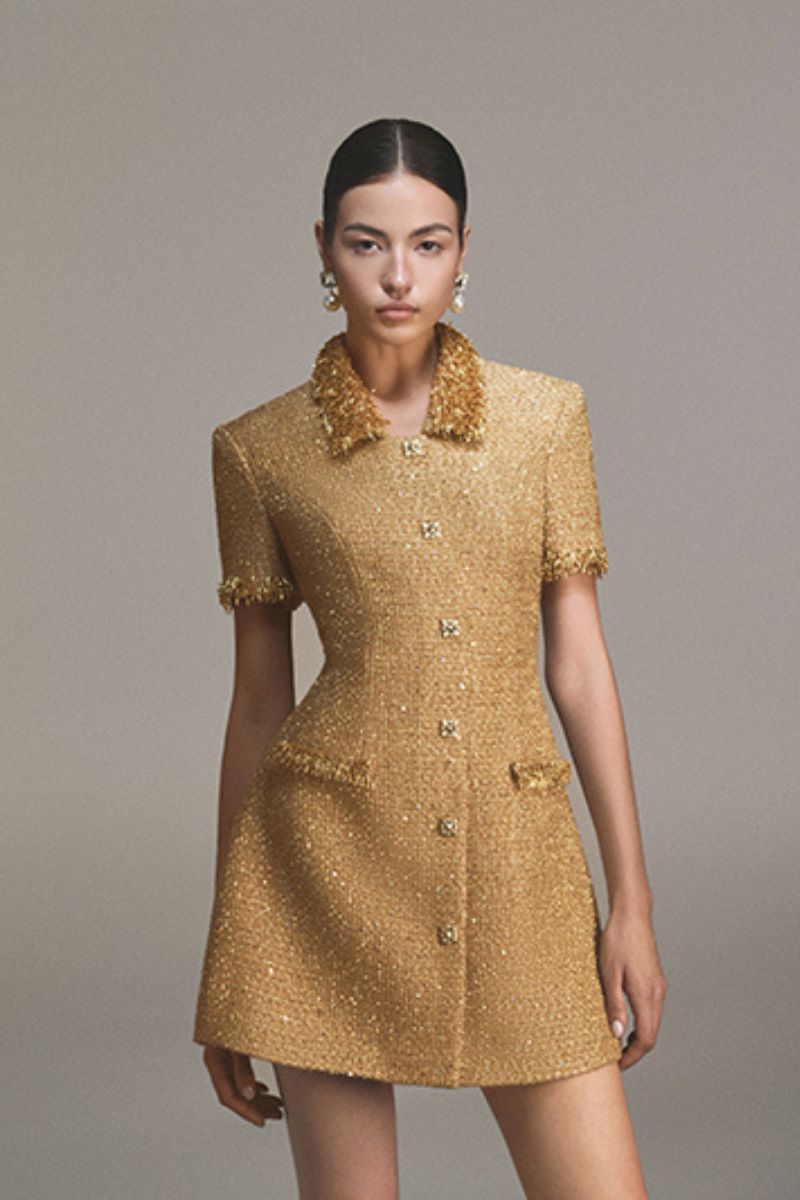goldy | Goldenes Mini-Kleid mit