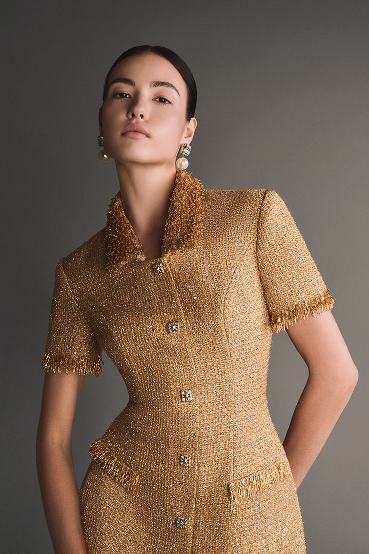 goldy | Goldenes Mini-Kleid mit