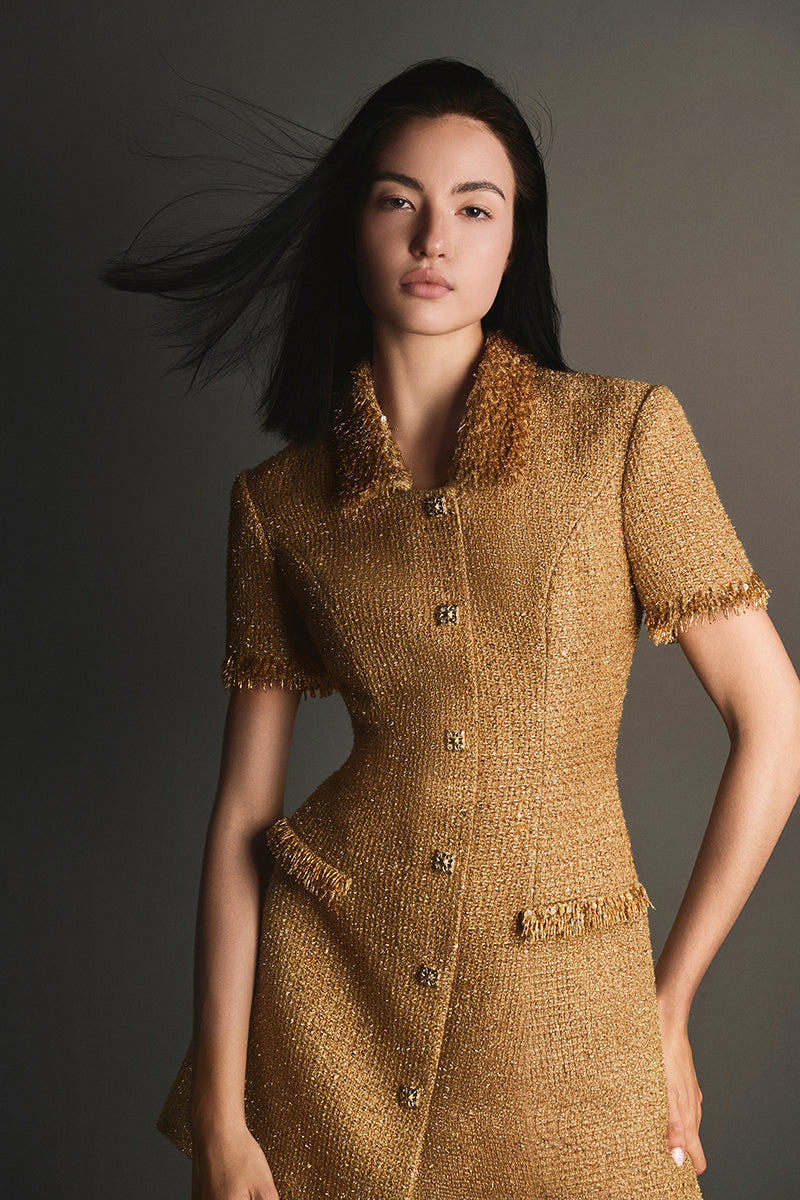 goldy | Goldenes Mini-Kleid mit