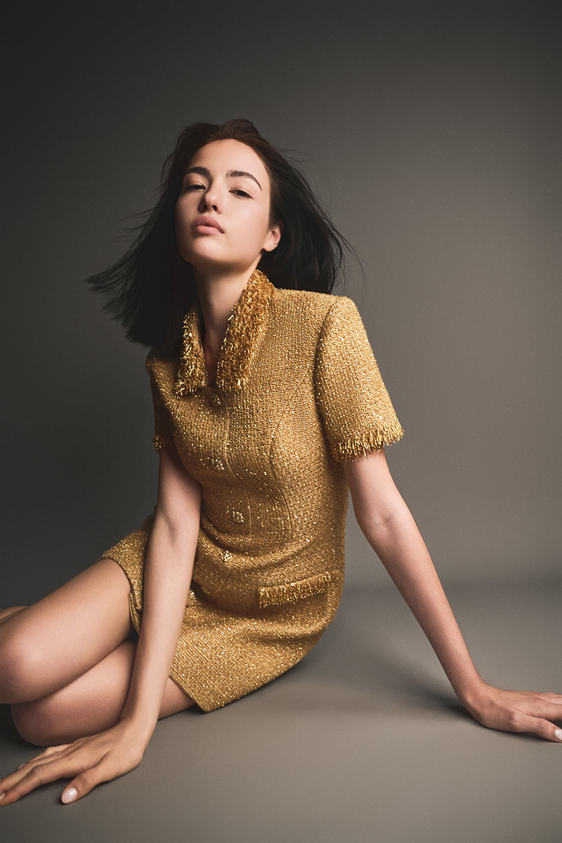 goldy | Goldenes Mini-Kleid mit