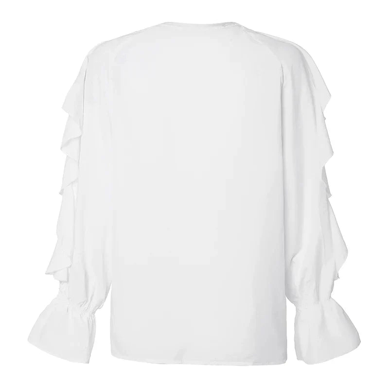 Casandra |Fließende Bluse mit Rüschen im Cascade-Look