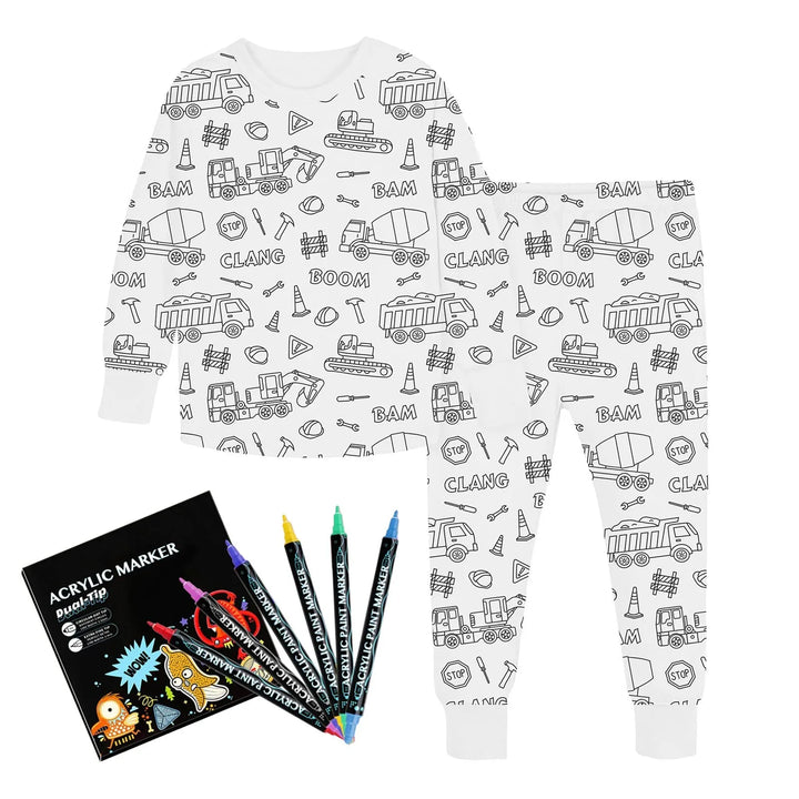 Jingle | Zweiteiliger Kinderpyjama – Colour me! So süß!!!!! Inkl. 12  Stoffmalstifte