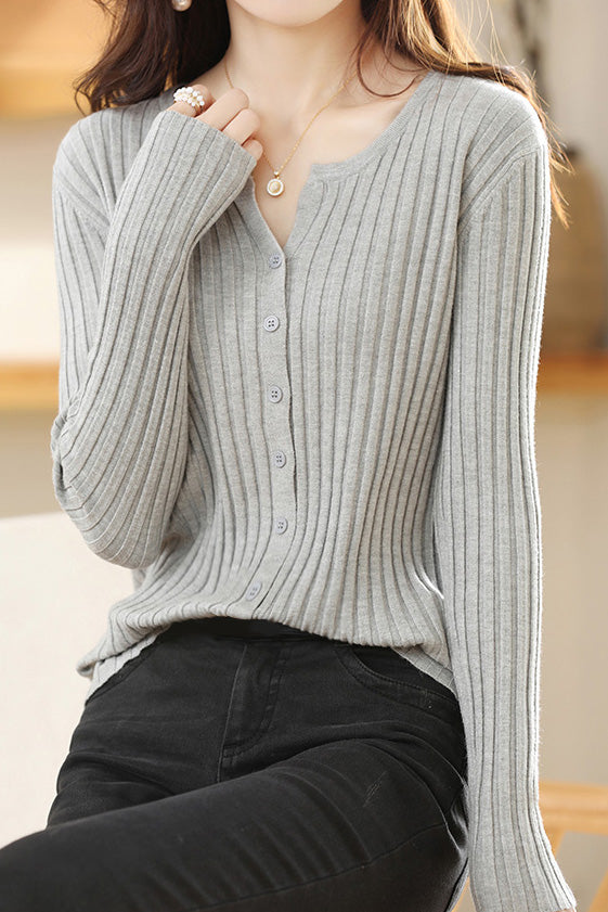 Strickjacke mit Rundhalsausschnitt