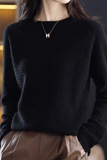 Vielseitiges Rundhals-Strickoberteil