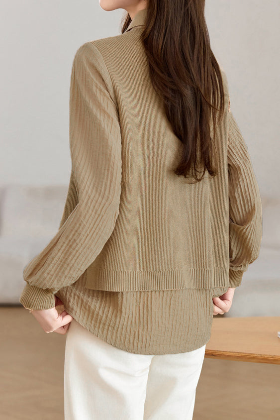 Gespleißtes Fake-Zweiteiler Strickshirt