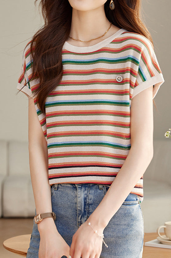 Bunter gestreifter Strickpullover