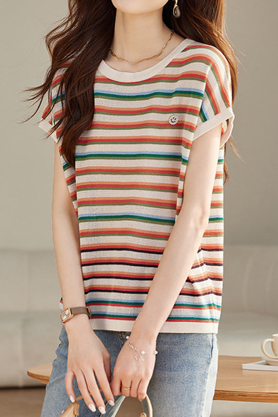 Bunter gestreifter Strickpullover