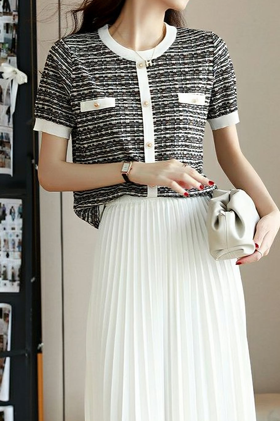 Modischer Strickpullover im Chanel-Stil