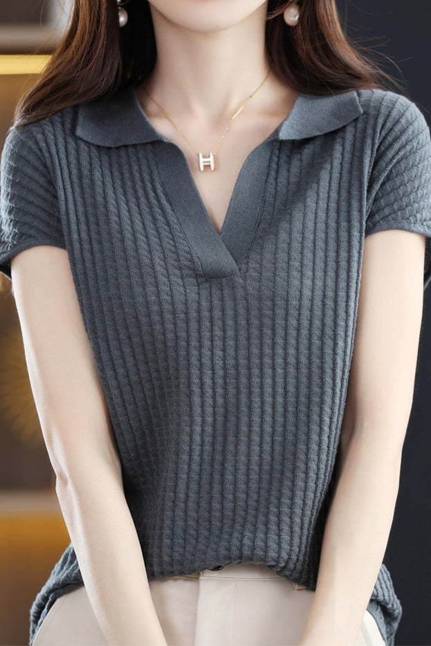 Einfarbiges schlichtes Kurzarm-Top