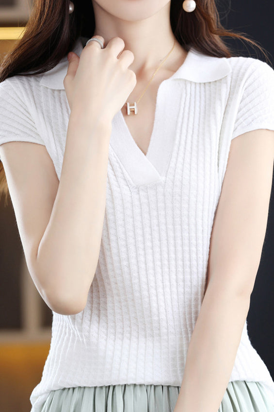 Einfarbiges schlichtes Kurzarm-Top