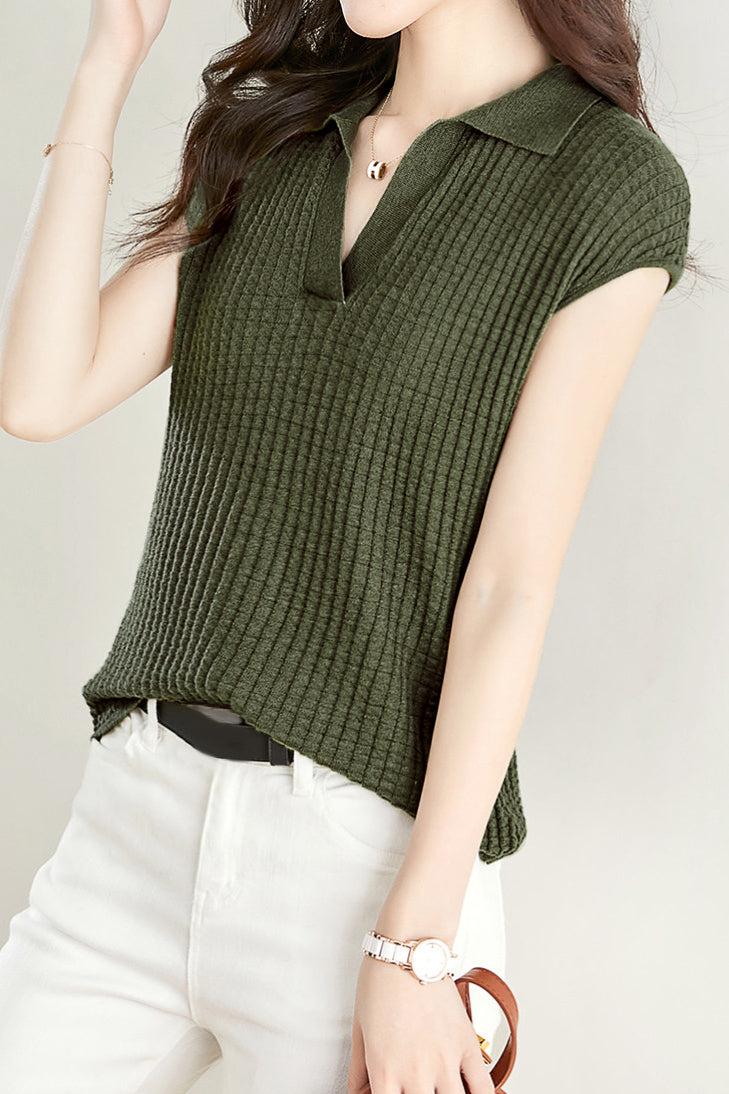 Einfarbiges schlichtes Kurzarm-Top