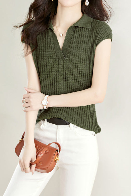 Einfarbiges schlichtes Kurzarm-Top