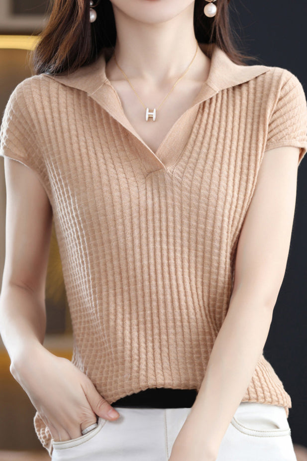 Einfarbiges schlichtes Kurzarm-Top