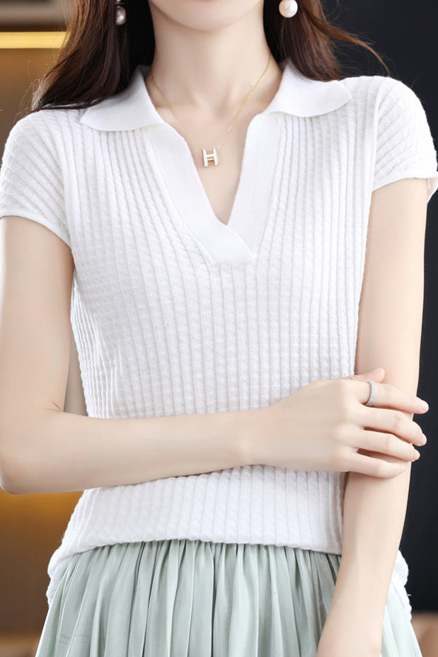 Einfarbiges schlichtes Kurzarm-Top