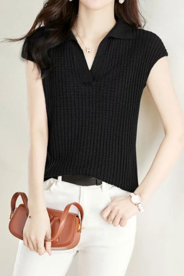 Einfarbiges schlichtes Kurzarm-Top