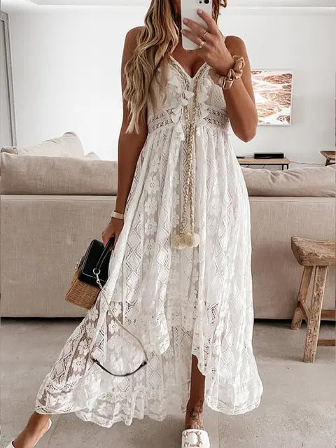 Boho Maxi Sommerkleid mit Spitze | Jellia