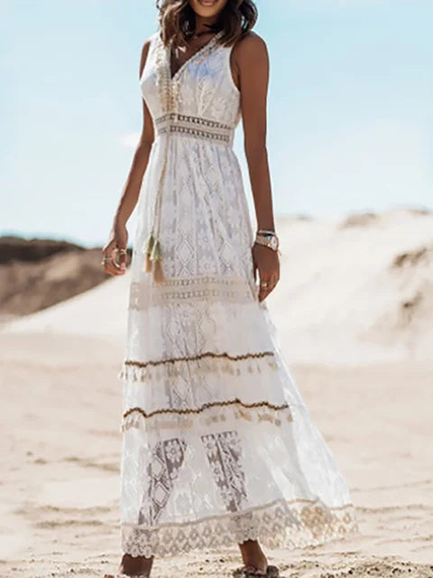 Boho Maxi Sommerkleid mit Spitze | Jellia