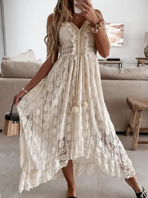 Boho Maxi Sommerkleid mit Spitze | Jellia
