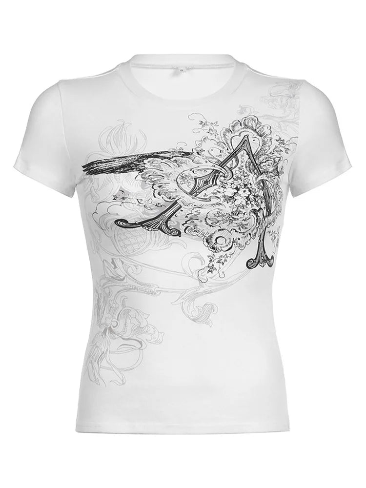 Retro | Top mit kurzen Ärmeln und O-Ausschnitt