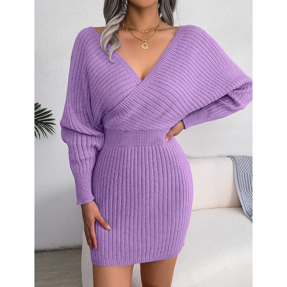 Mina |  Gestricktes Mini-Wickelkleid