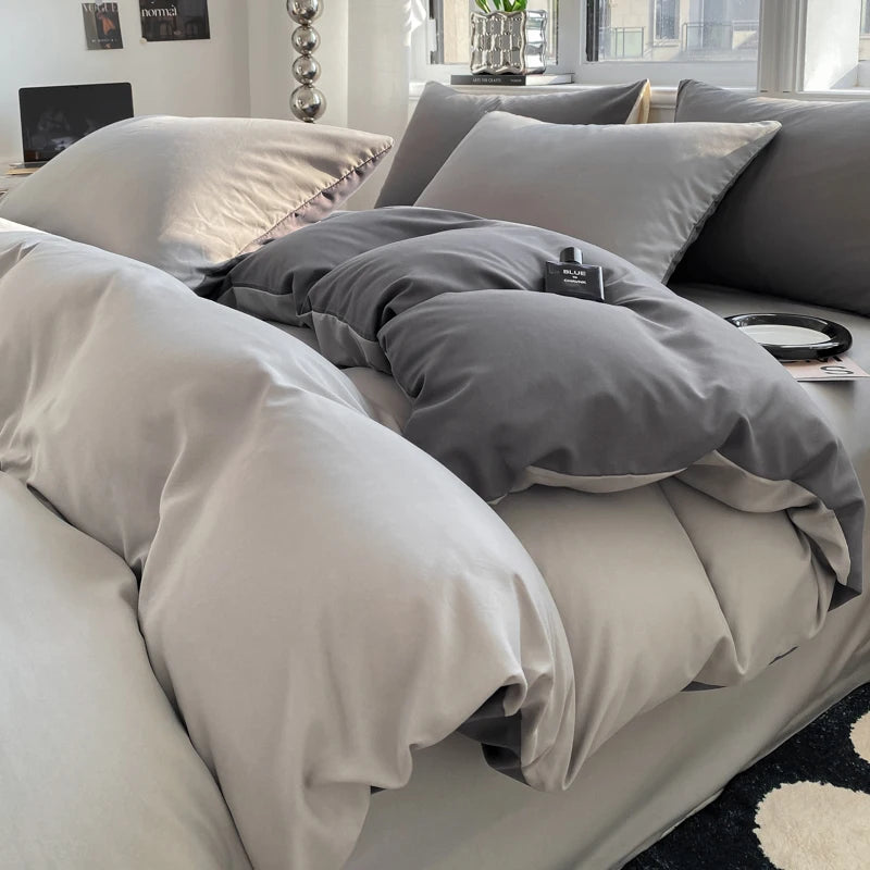Lena | Ins stil einfarbig Bettdeckenbezug inkl. Kissenbezug