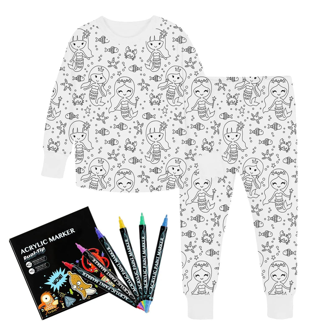 Jingle | Zweiteiliger Kinderpyjama – Colour me! So süß!!!!! Inkl. 12  Stoffmalstifte