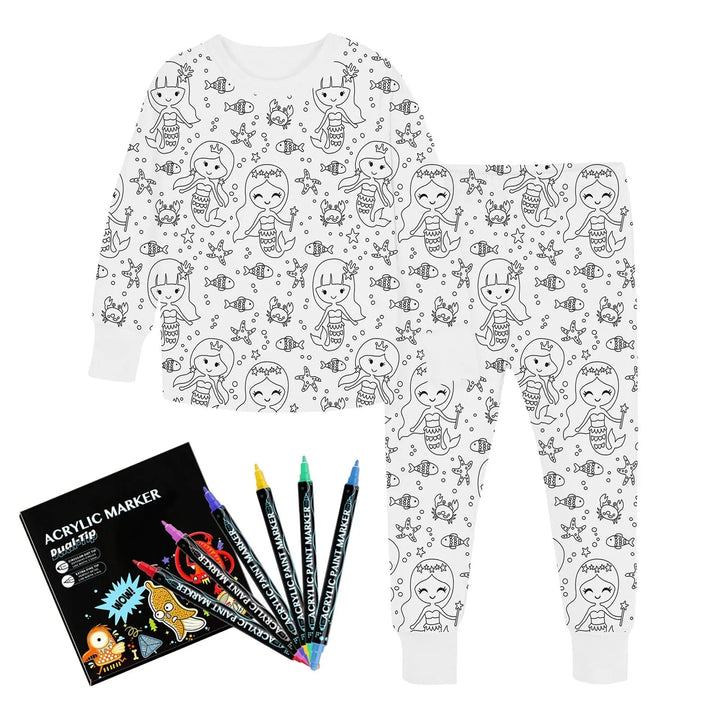 Jingle | Zweiteiliger Kinderpyjama – Colour me! So süß!!!!! Inkl. 12  Stoffmalstifte