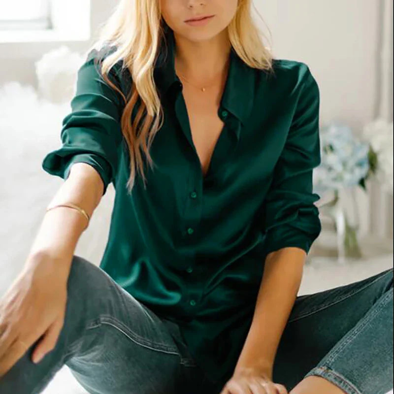 Layla | Seidensatinbluse für Büro und Abendmode