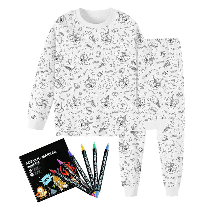 Jingle | Zweiteiliger Kinderpyjama – Colour me! So süß!!!!! Inkl. 12  Stoffmalstifte