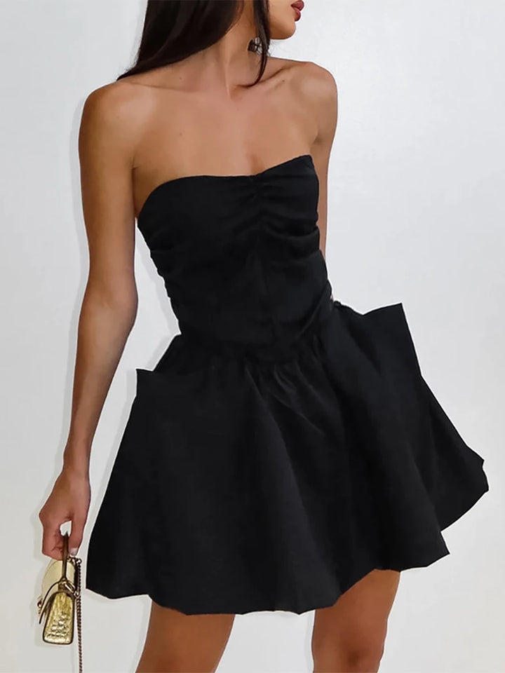 Lora | Damen Sommer Elegantes Party Mini-Kleid mit Taschen