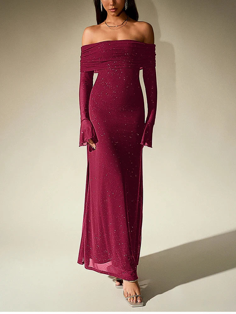 Anna | Maxikleid aus Netzstoff mit Pailletten