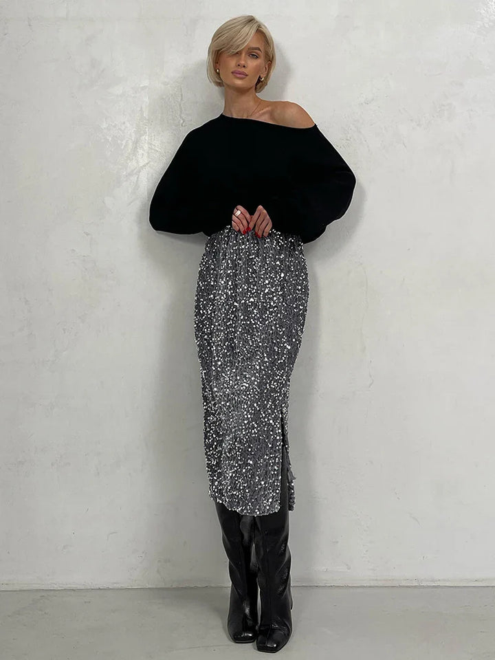 Fancy | Midirock mit Paillettenschlitz