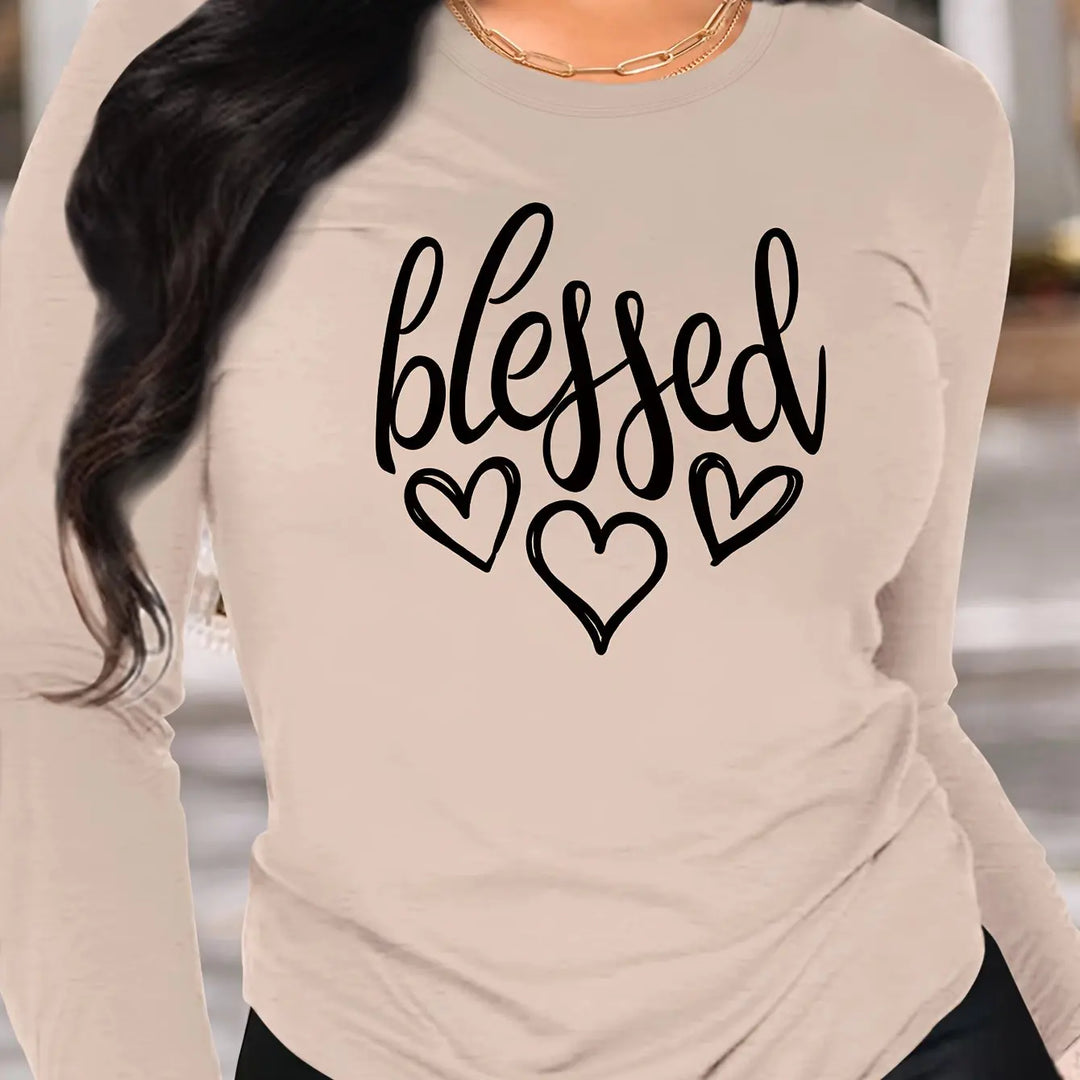 Lovey | T-Shirt mit Gesegnetem Herzprint und Rundhalsausschnitt