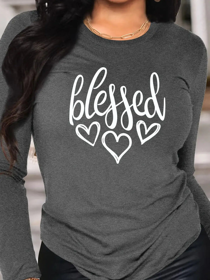 Lovey | T-Shirt mit Gesegnetem Herzprint und Rundhalsausschnitt