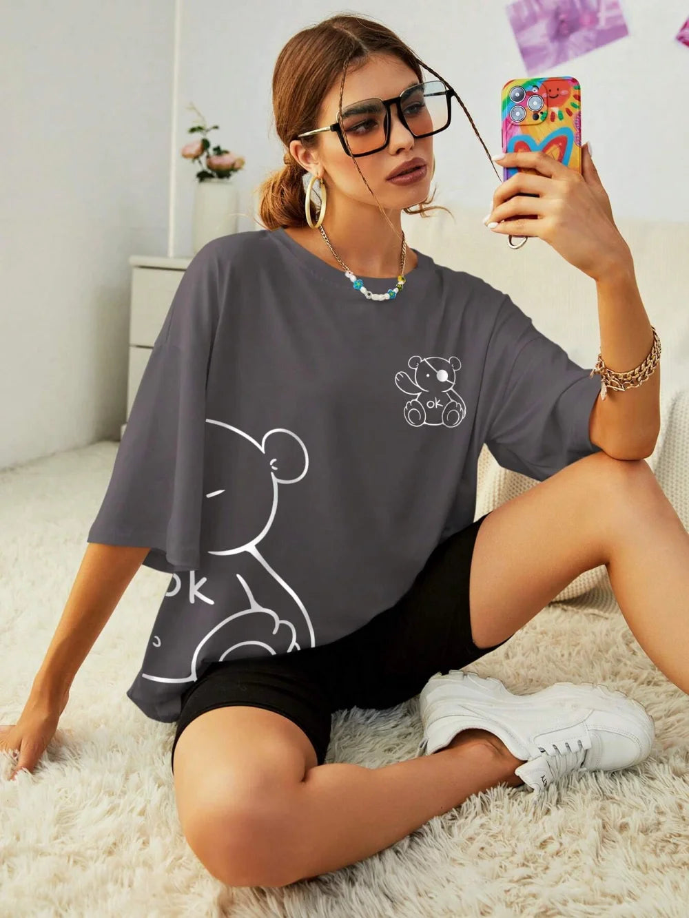 Sweet | Baumwoll-T-Shirts mit Teddy Bär print
