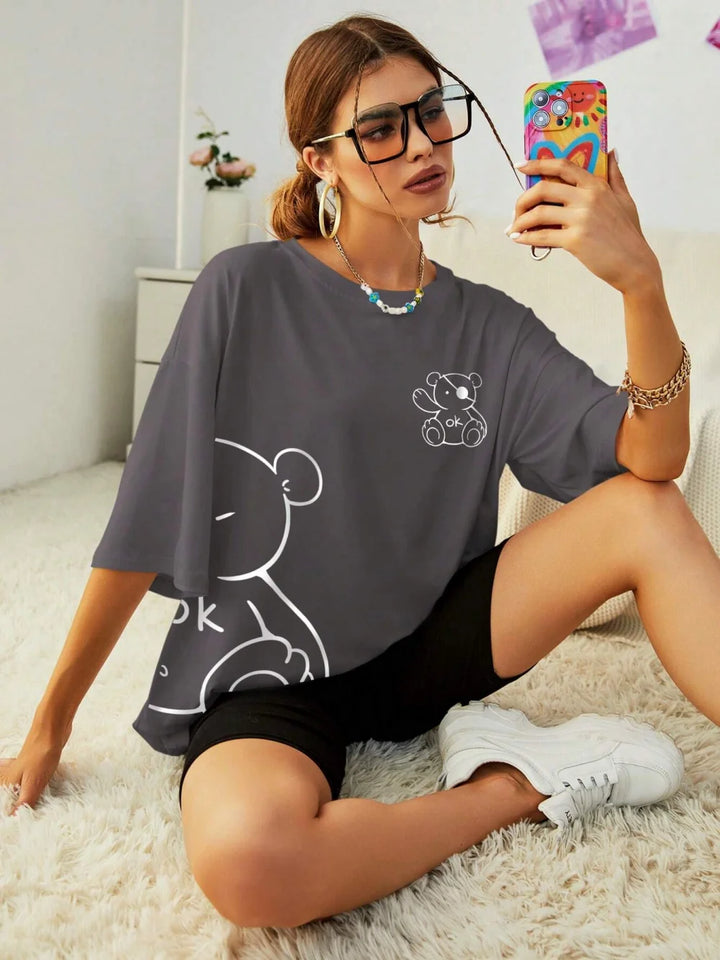 Sweet | Baumwoll-T-Shirts mit Teddy Bär print