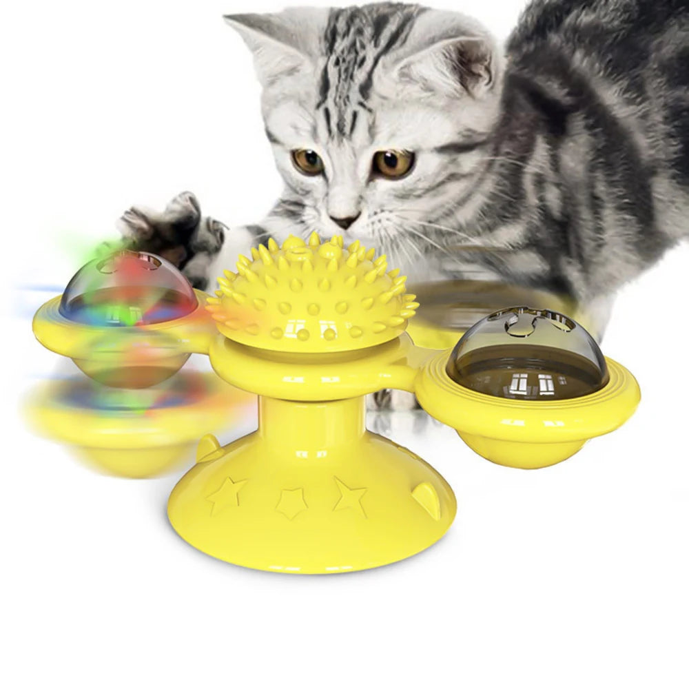 Spin & Play | Katzen-Windmühlenspielzeug mit Beleuchtung und Drehfunktion