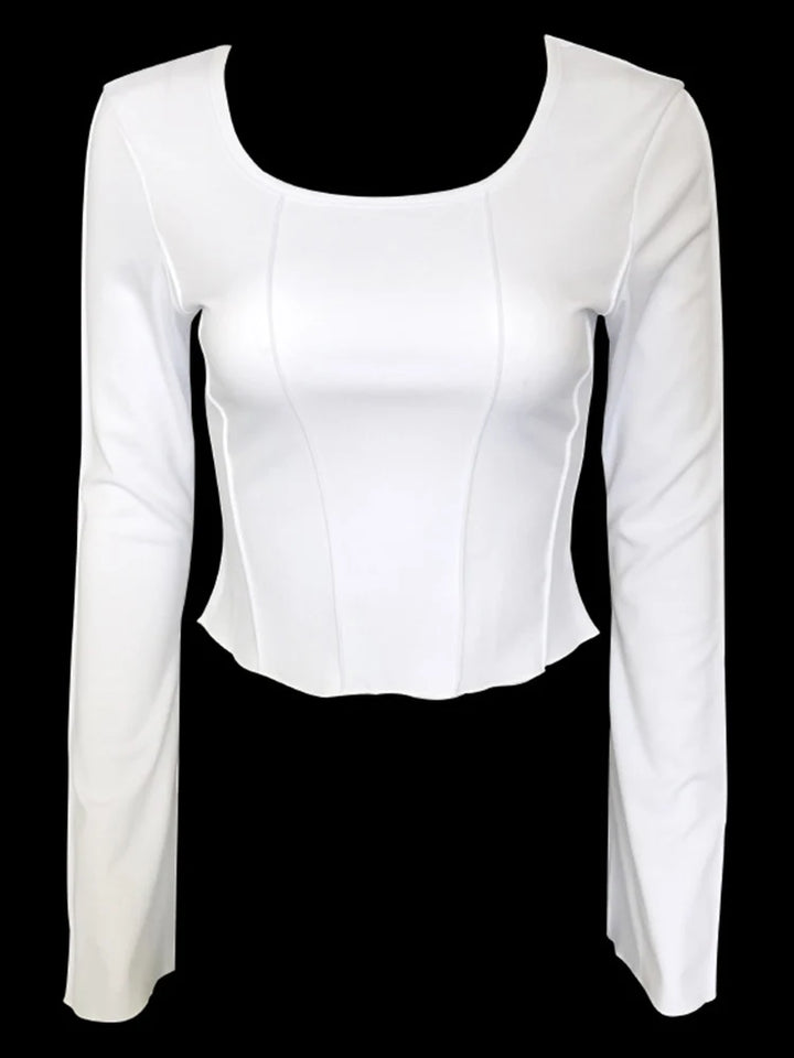 Susy | Weißes, sexy Langarm-Top