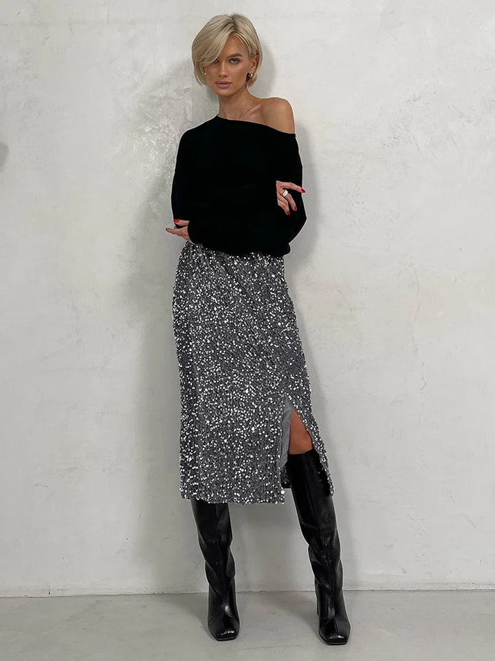 Fancy | Midirock mit Paillettenschlitz